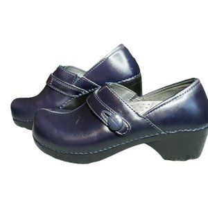 Dansko Deep Purple Solstice Side Button Clog Slip-On Shoes-Real Leather 7.5